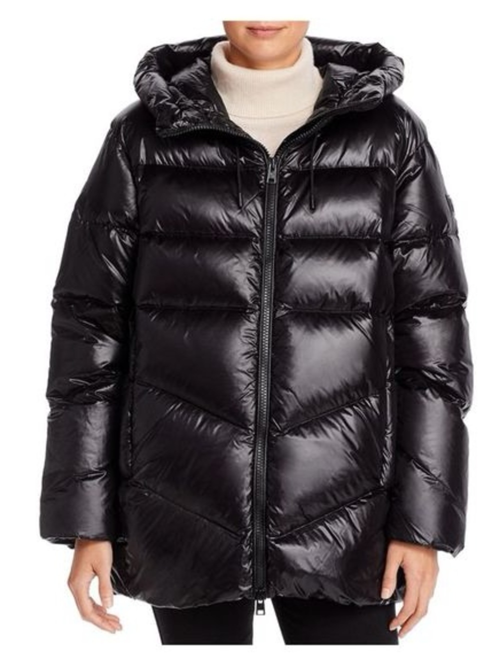 Woolrich Black Glossy Birch Down Packable Puffer Jacket XS Hooded Coat